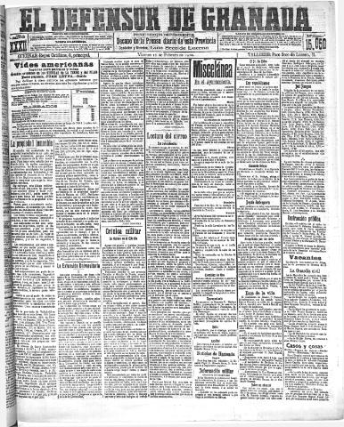 'El Defensor de Granada : diario político independiente' - Año XXXI Número 15050 (11/02/1910)