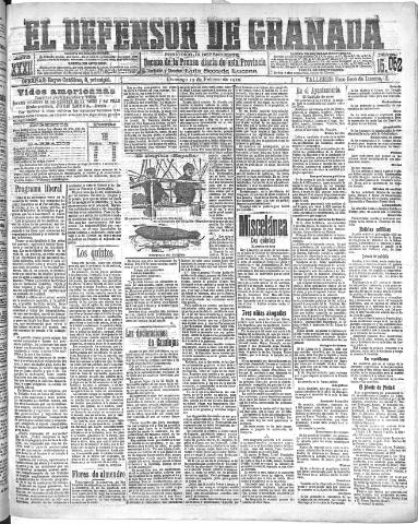'El Defensor de Granada : diario político independiente' - Año XXXI Número 15052 (13/02/1910)