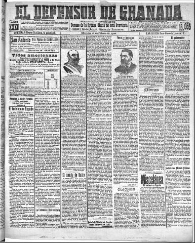 'El Defensor de Granada : diario político independiente' - Año XXXI Número 15055 (16/02/1910)