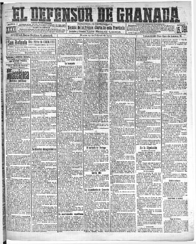 'El Defensor de Granada : diario político independiente' - Año XXXI Número 15061 (22/02/1910)