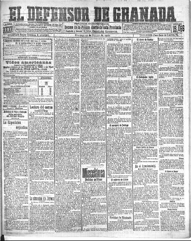 'El Defensor de Granada : diario político independiente' - Año XXXI Número 15066 (27/02/1910)