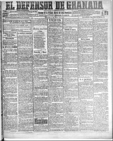 'El Defensor de Granada : diario político independiente' - Año XXXI Número 15076 (09/03/1910)