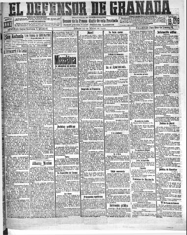 'El Defensor de Granada : diario político independiente' - Año XXXI Número 15079 (12/03/1910)
