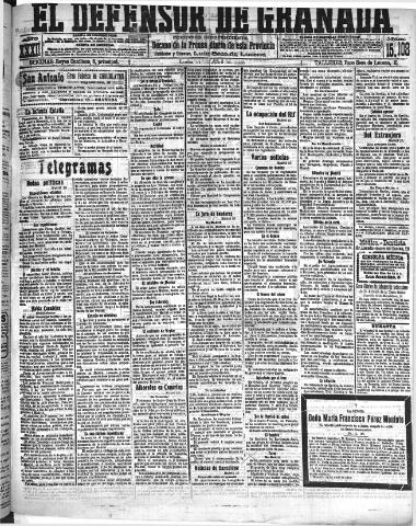 'El Defensor de Granada : diario político independiente' - Año XXXI Número 15108 (11/04/1910)