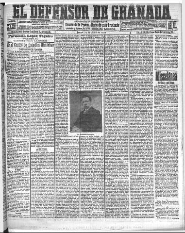 'El Defensor de Granada : diario político independiente' - Año XXXI Número 15111 (14/04/1910)