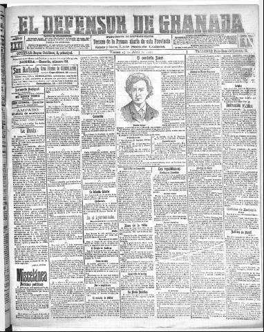 'El Defensor de Granada : diario político independiente' - Año XXXI Número 15112 (15/04/1910)