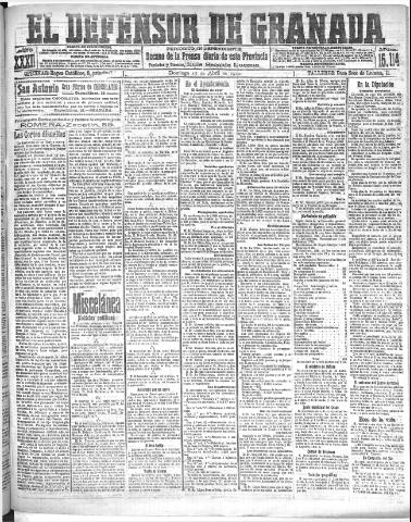 'El Defensor de Granada : diario político independiente' - Año XXXI Número 15114 (17/04/1910)
