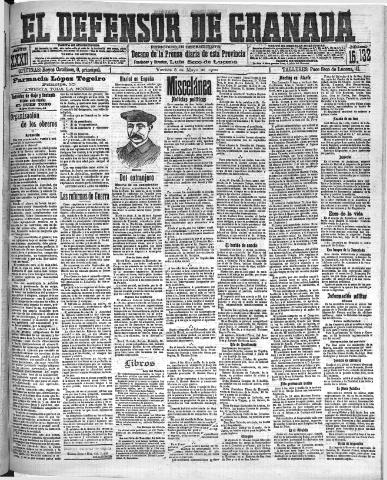 'El Defensor de Granada : diario político independiente' - Año XXXI Número 15132 (06/05/1910)