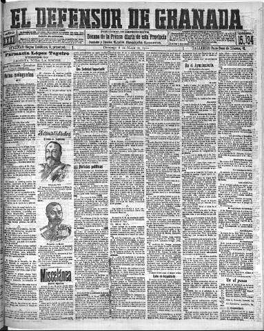 'El Defensor de Granada : diario político independiente' - Año XXXI Número 15134 (08/05/1910)