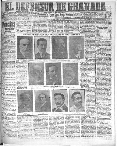 'El Defensor de Granada : diario político independiente' - Año XXXI Número 15137 (13/05/1910)