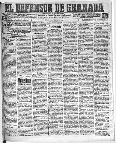 'El Defensor de Granada : diario político independiente' - Año XXXI Número 15138 (14/05/1910)