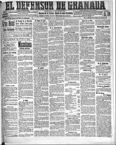 'El Defensor de Granada : diario político independiente' - Año XXXI Número 15139 (15/05/1910)