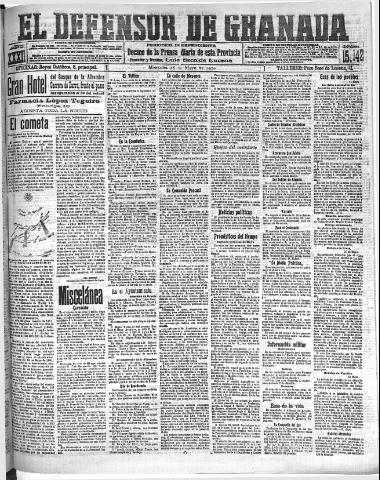 'El Defensor de Granada : diario político independiente' - Año XXXI Número 15142 (18/05/1910)