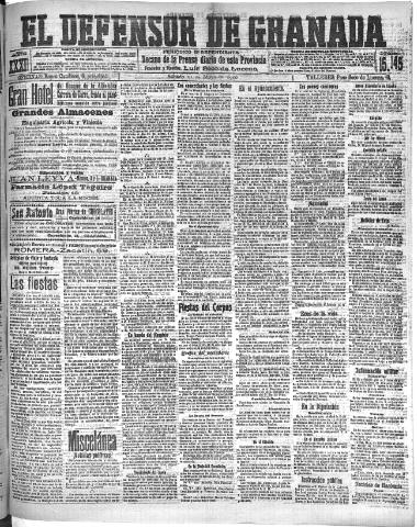 'El Defensor de Granada : diario político independiente' - Año XXXI Número 15145 (21/05/1910)