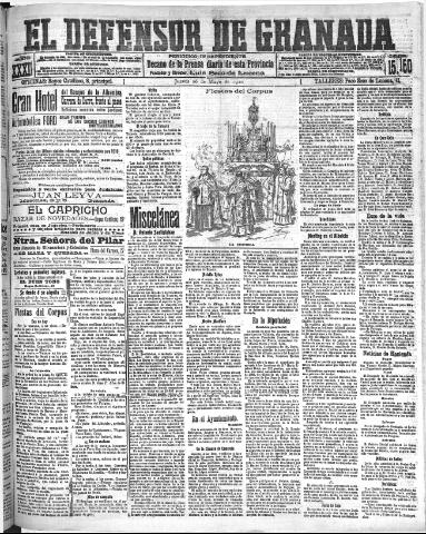 'El Defensor de Granada : diario político independiente' - Año XXXI Número 15150 (26/05/1910)