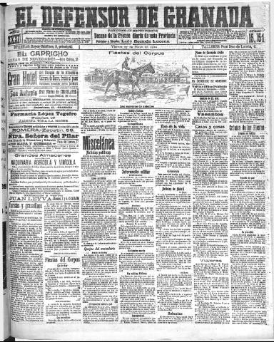 'El Defensor de Granada : diario político independiente' - Año XXXI Número 15151 (27/05/1910)