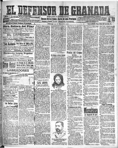 'El Defensor de Granada : diario político independiente' - Año XXXI Número 15153 (29/05/1910)