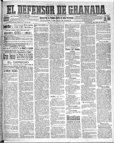 'El Defensor de Granada : diario político independiente' - Año XXXI Número 15158 (03/06/1910)
