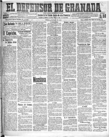 'El Defensor de Granada : diario político independiente' - Año XXXI Número 15159 (04/06/1910)