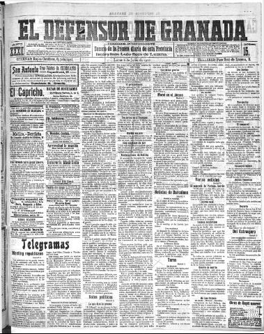 'El Defensor de Granada : diario político independiente' - Año XXXI Número 15161 (06/06/1910)
