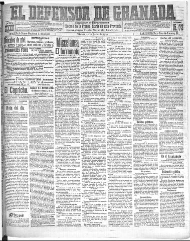 'El Defensor de Granada : diario político independiente' - Año XXXI Número 15172 (17/06/1910)