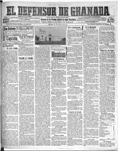 'El Defensor de Granada : diario político independiente' - Año XXXI Número 15173 (18/06/1910)