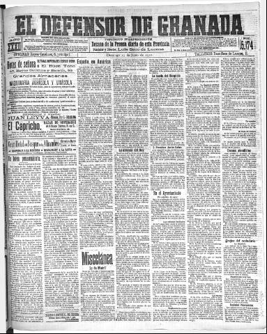 'El Defensor de Granada : diario político independiente' - Año XXXI Número 15174 (19/06/1910)