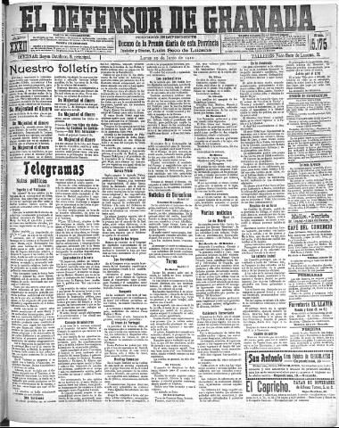 'El Defensor de Granada : diario político independiente' - Año XXXI Número 15175 (20/06/1910)