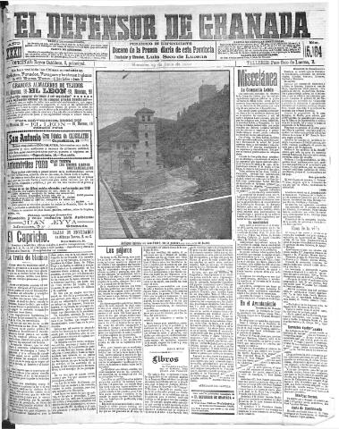 'El Defensor de Granada : diario político independiente' - Año XXXI Número 15184 (29/06/1910)