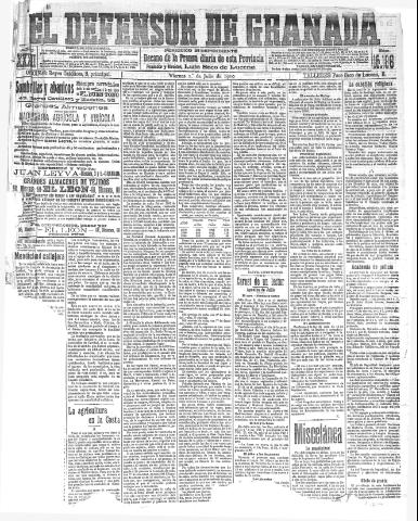 'El Defensor de Granada : diario político independiente' - Año XXXII Número 15186 (01/07/1910)