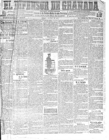 'El Defensor de Granada : diario político independiente' - Año XXXII Número 15187 (02/07/1910)