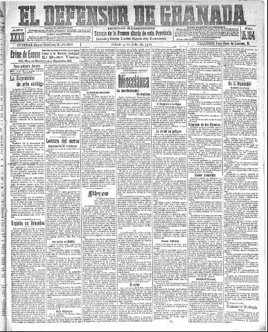 'El Defensor de Granada : diario político independiente' - Año XXXII Número 15194 (09/07/1910)