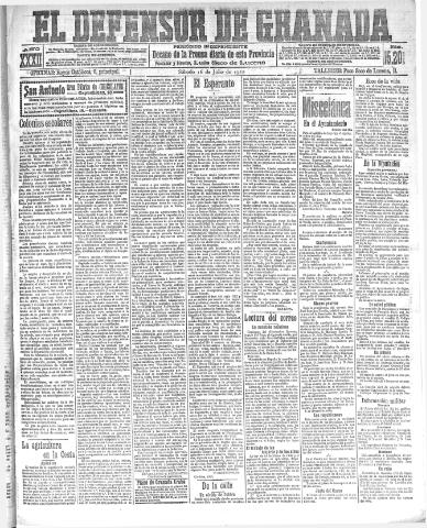 'El Defensor de Granada : diario político independiente' - Año XXXII Número 15201 (16/07/1910)