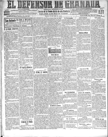 'El Defensor de Granada : diario político independiente' - Año XXXII Número 15213 (28/07/1910)