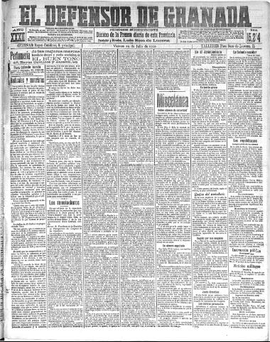 'El Defensor de Granada : diario político independiente' - Año XXXII Número 15214 (29/07/1910)