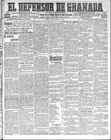 'El Defensor de Granada : diario político independiente' - Año XXXII Número 15218 (02/08/1910)