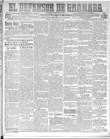 'El Defensor de Granada : diario político independiente' - Año XXXII Número 15222 (06/08/1910)