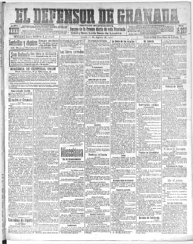 'El Defensor de Granada : diario político independiente' - Año XXXII Número 15227 (11/08/1910)
