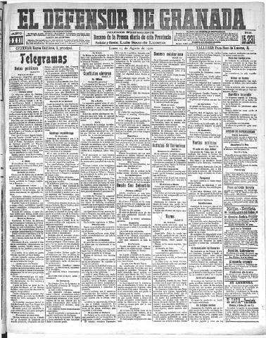 'El Defensor de Granada : diario político independiente' - Año XXXII Número 15231 (15/08/1910)
