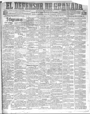 'El Defensor de Granada : diario político independiente' - Año XXXII Número 15238 (22/08/1910)