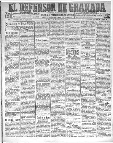 'El Defensor de Granada : diario político independiente' - Año XXXII Número 15248 (01/09/1910)