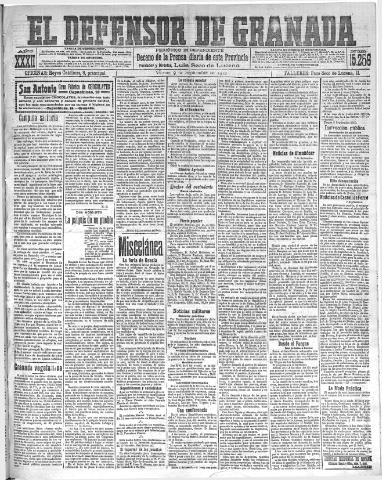 'El Defensor de Granada : diario político independiente' - Año XXXII Número 15256 (09/09/1910)