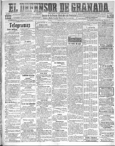 'El Defensor de Granada : diario político independiente' - Año XXXII Número 15259 (12/09/1910)