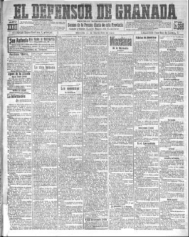 'El Defensor de Granada : diario político independiente' - Año XXXII Número 15268 (21/09/1910)