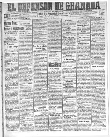 'El Defensor de Granada : diario político independiente' - Año XXXII Número 15297 (20/10/1910)