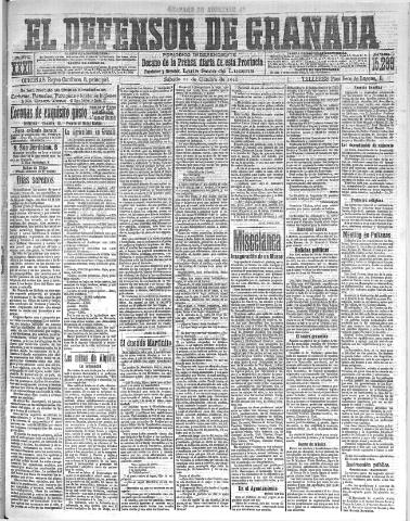 'El Defensor de Granada : diario político independiente' - Año XXXII Número 15299 (22/10/1910)