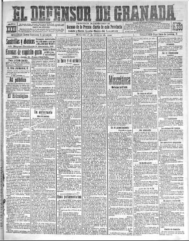 'El Defensor de Granada : diario político independiente' - Año XXXII Número 15233 (26/10/1910)