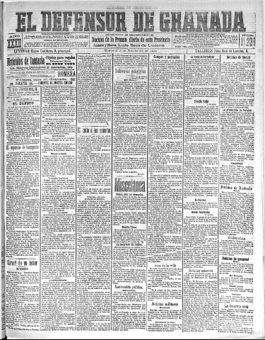 'El Defensor de Granada : diario político independiente' - Año XXXII Número 15239 (02/11/1910)