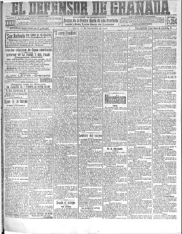 'El Defensor de Granada : diario político independiente' - Año XXXII Número 15254 (17/11/1910)