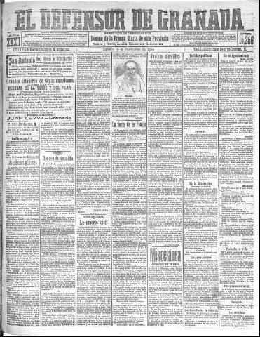 'El Defensor de Granada : diario político independiente' - Año XXXII Número 15256 (19/11/1910)